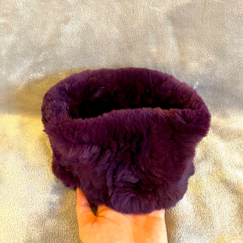 Rabbit Fur Ear/Neck Warmer Purple